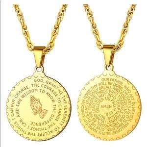 *Gold 2 Sided 2 Dif Prayers Pendant Necklace